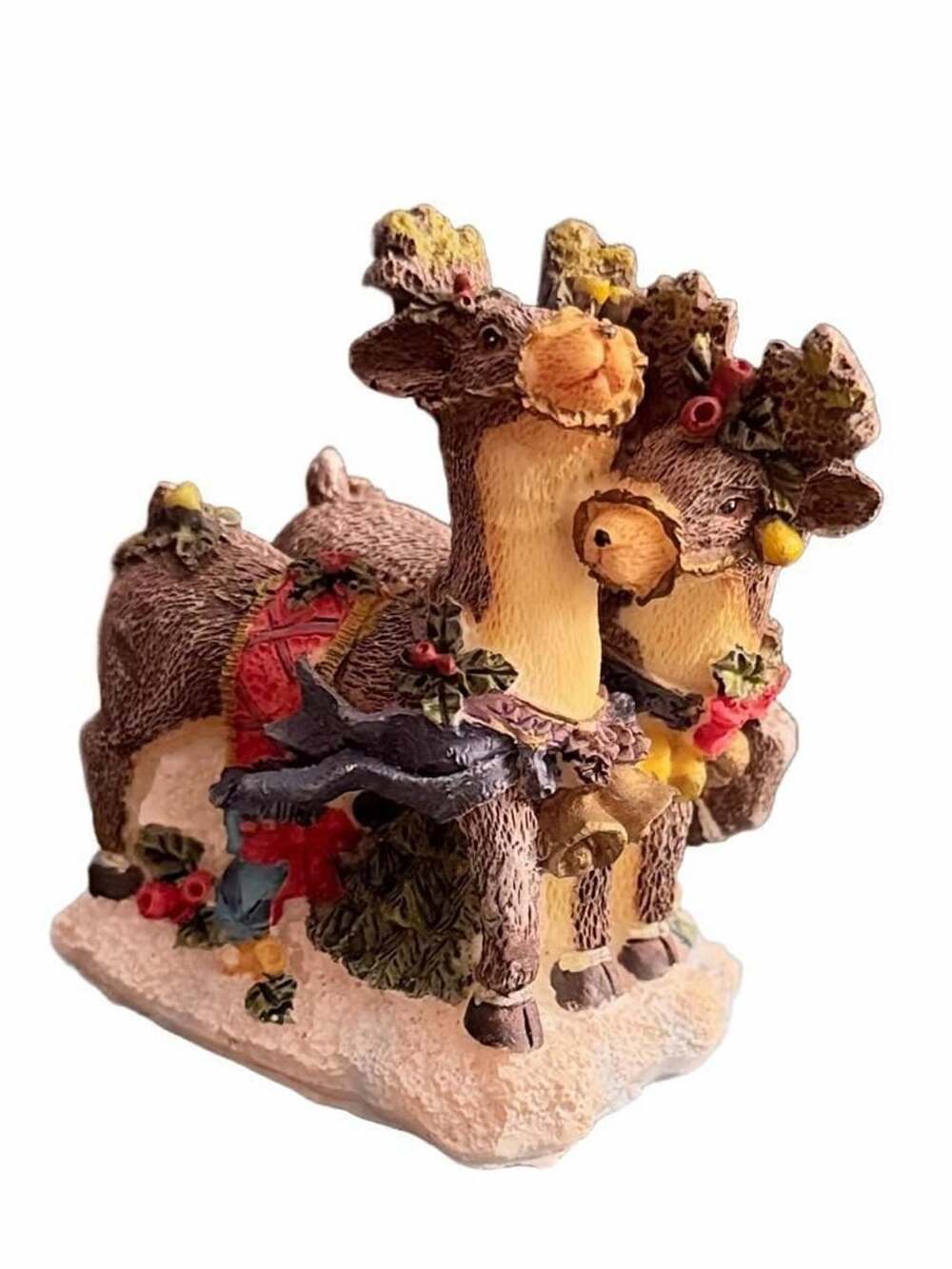 Vintage 1990’s K's Collection Christmas Reindeer Figurine Holiday Table Decor
